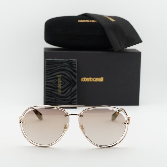Roberto Cavalli SRC032M 300G Aviator Sunglasses - Gold/Brown main image 4